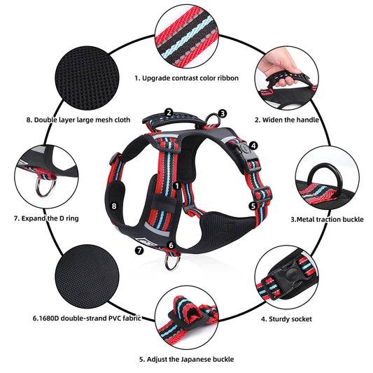 No-Pull Adjustable Dog Harness – Reflective, Comfortable & Easy Control for Small to Large Dogs