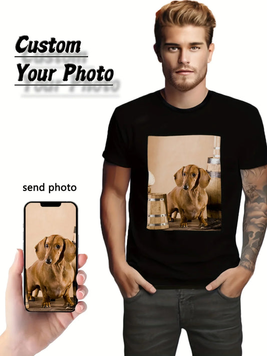 Men's and Women's Custom T-Shirts Upload Your Pet Photos Show Your Favorite Pet Moments Design Graphic Print T-Shirt
