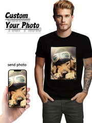 Men's and Women's Custom T-Shirts Upload Your Pet Photos Show Your Favorite Pet Moments Design Graphic Print T-Shirt