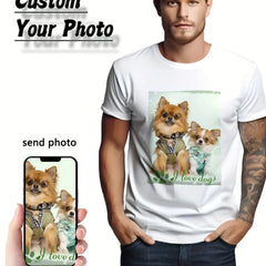 Men's and Women's Custom T-Shirts Upload Your Pet Photos Show Your Favorite Pet Moments Design Graphic Print T-Shirt