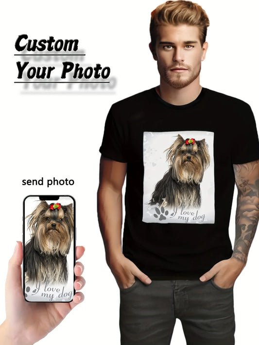 Men's and Women's Custom T-Shirts Upload Your Pet Photos Show Your Favorite Pet Moments Design Graphic Print T-Shirt