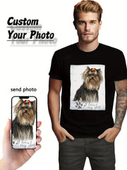 Men's and Women's Custom T-Shirts Upload Your Pet Photos Show Your Favorite Pet Moments Design Graphic Print T-Shirt